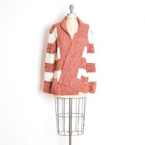 Vintage 70s Burnt Orange & Cream Cardigan